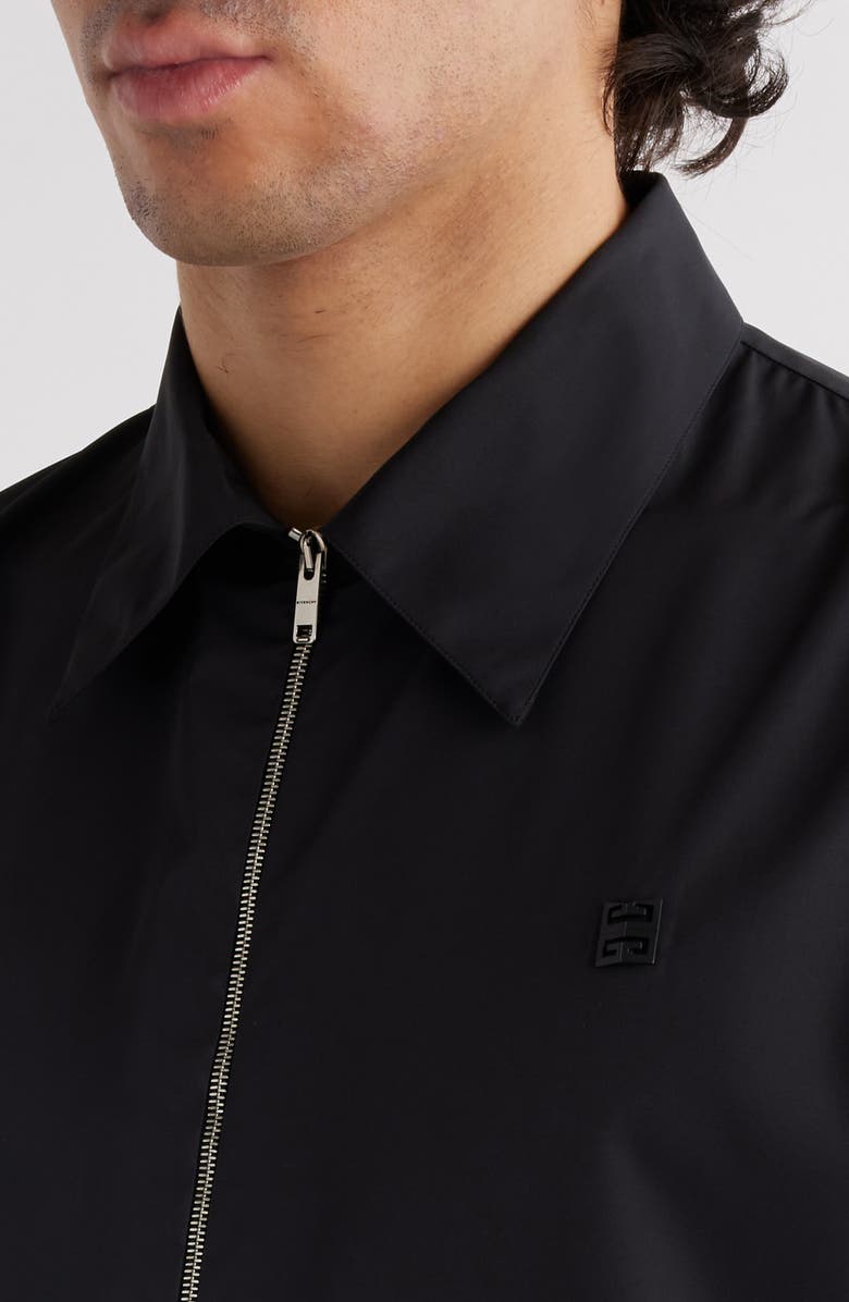 Givenchy Short Sleeve Zip-Up Shirt, Alternate, color, Black