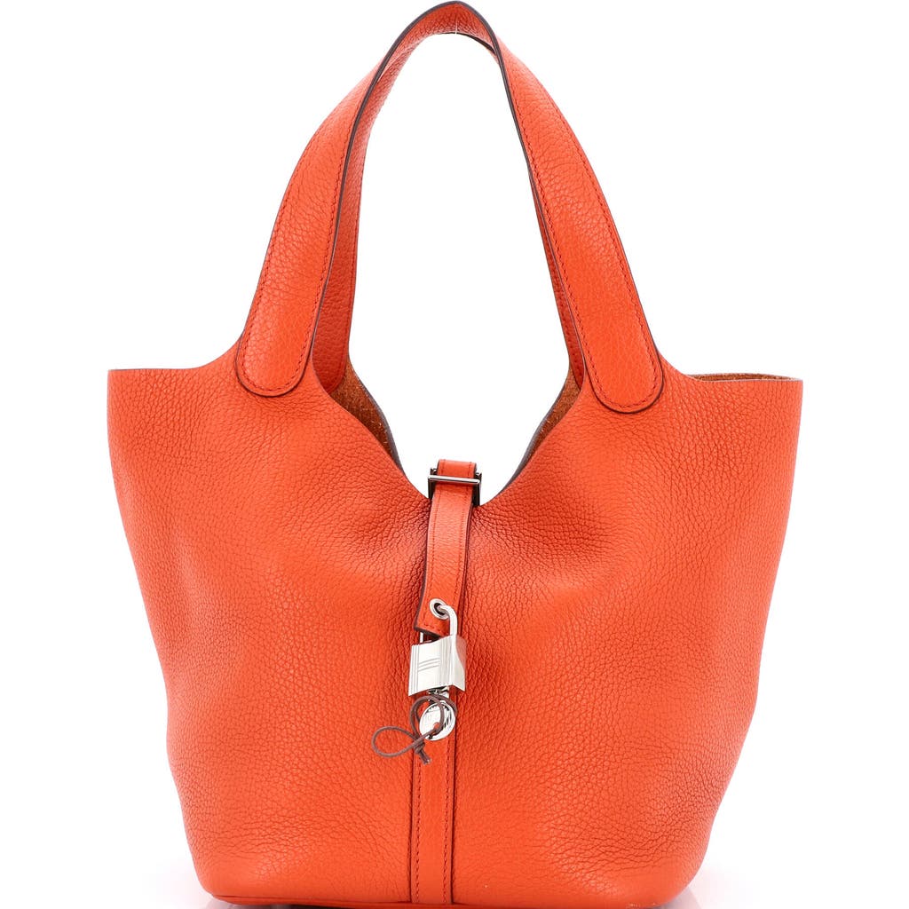Pre-owned Hermes Hermes Picotin Lock Bag Clemence Mm In Orange