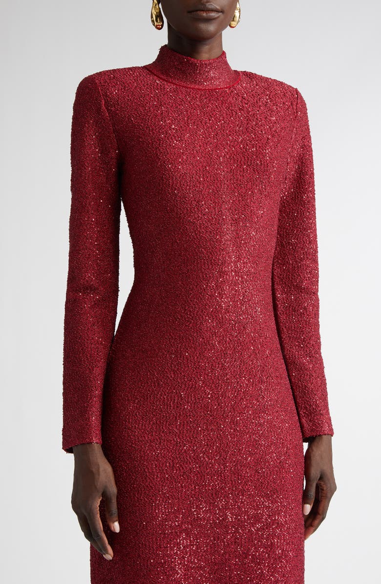ST. JOHN Sequin Lurex Knit Long Sleeve Dress, Alternate, color, 