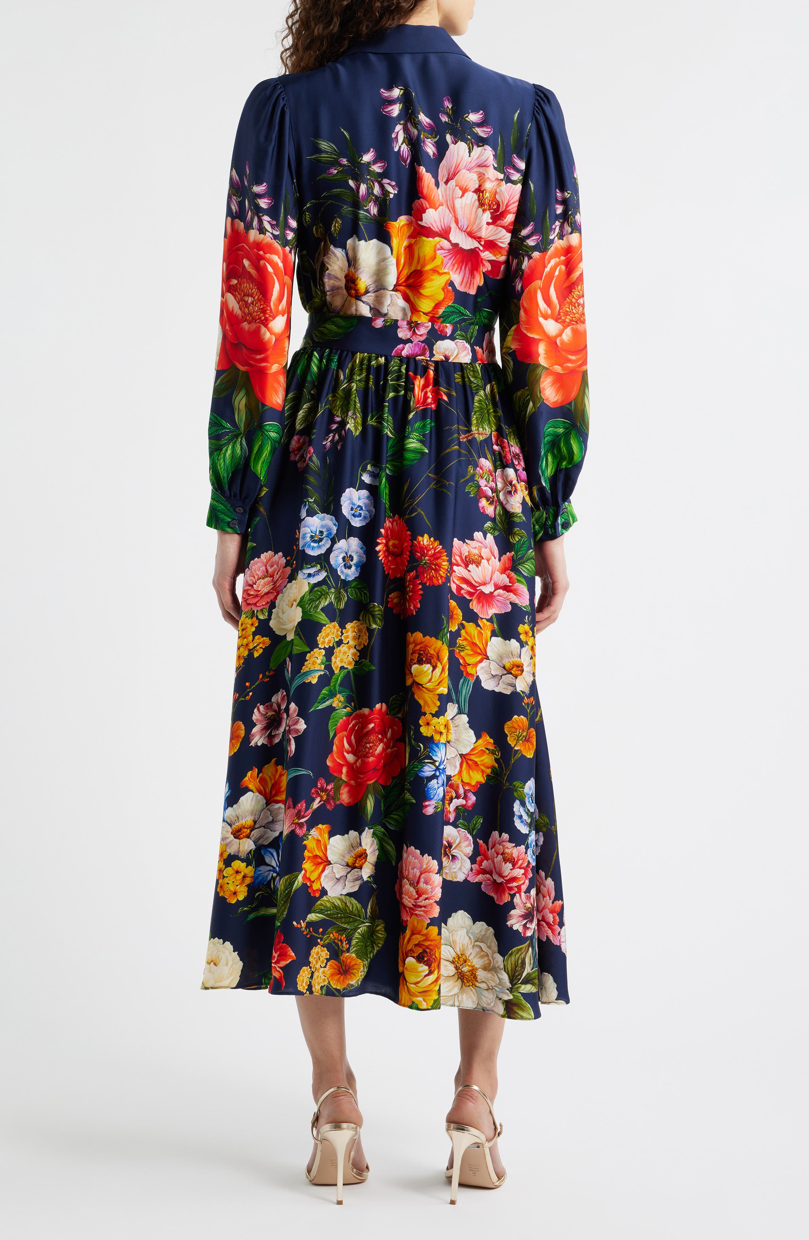 The Melina Sahara Desert Print Long Sleeve Stretch Silk Shirtdress - image 2