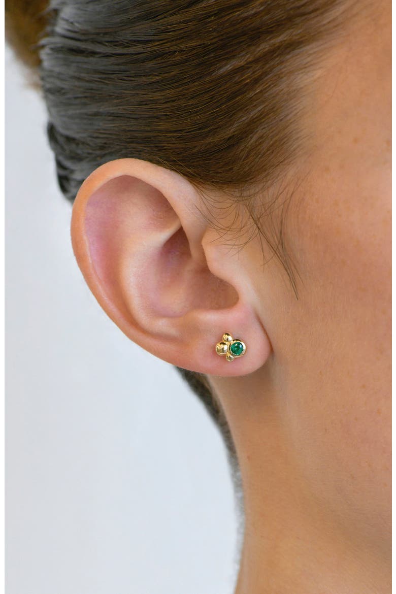 Bonheur Bubbling Brook 14K Gold Stud Earrings, Alternate, color, YELLOW GOLD/ GREEN