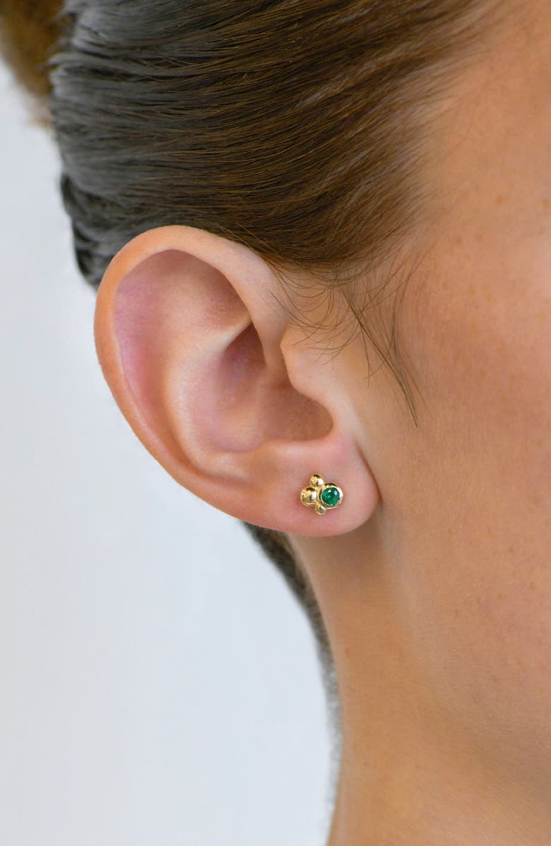 Anzie Bonheur Bubbling Brook 14K Gold Stud Earrings, Alternate, color, Yellow Gold/ Green