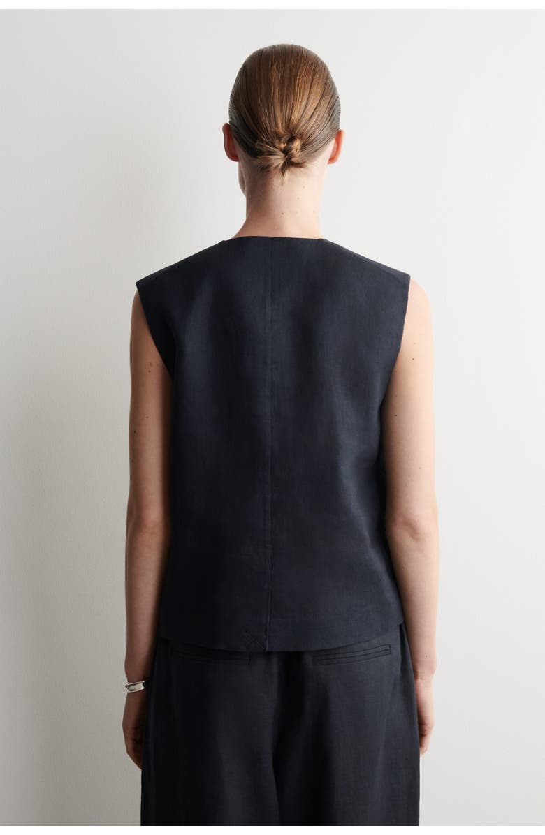 COS Linen Vest, Alternate, color, Navy