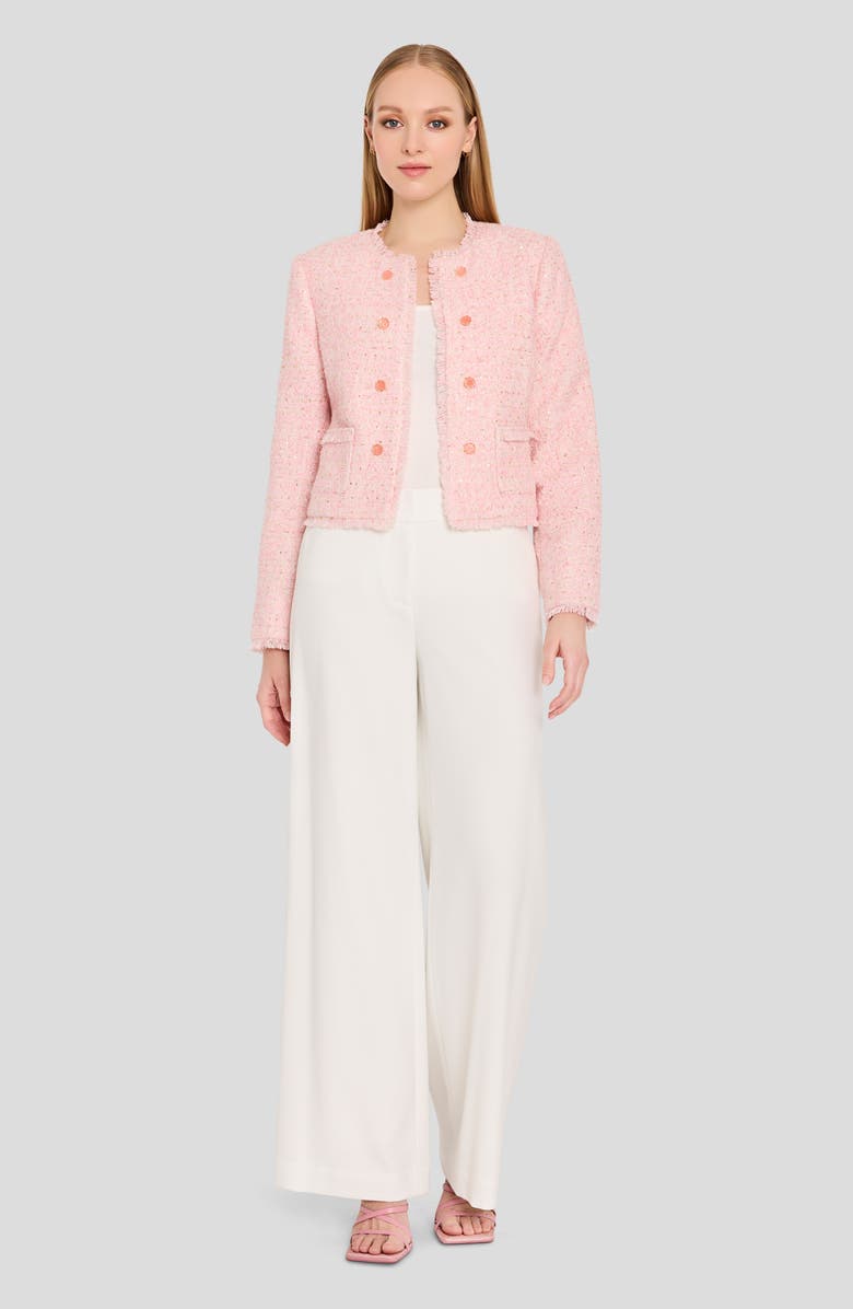 Tahari ASL Metallic Bouclé Crop Jacket, Alternate, color, Tea Rose