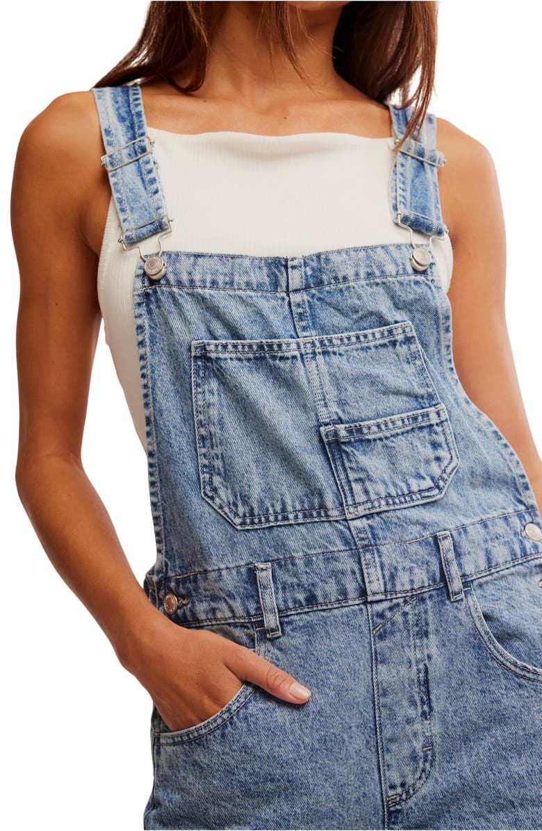 Free People We the Free Ziggy Denim Overalls, Alternate, color, Powder Blue