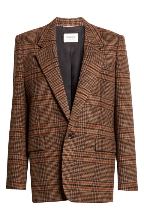Prince of Wales Plaid Wool Blazer