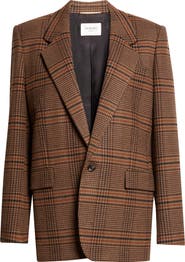 Saint Laurent Prince of Wales Plaid Wool Blazer