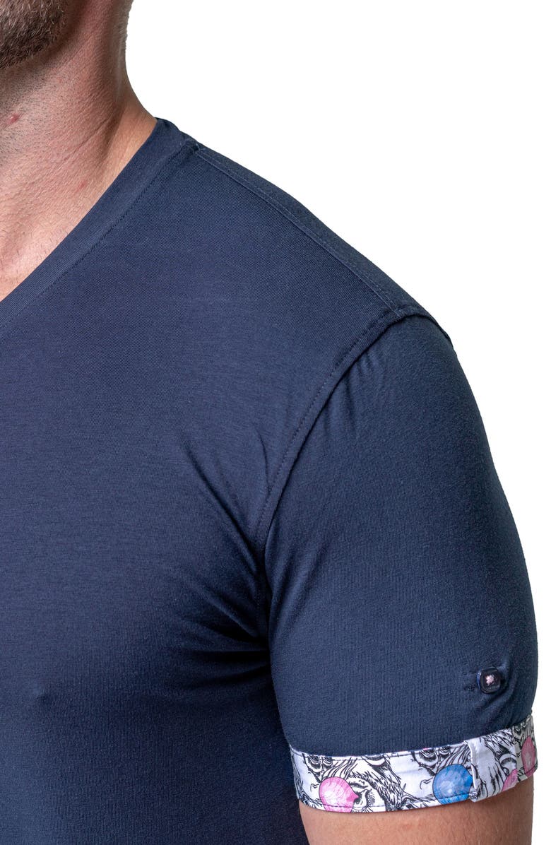 Maceoo Vivaldi Solid Monkey Blue V-Neck T-Shirt, Alternate, color, Blue