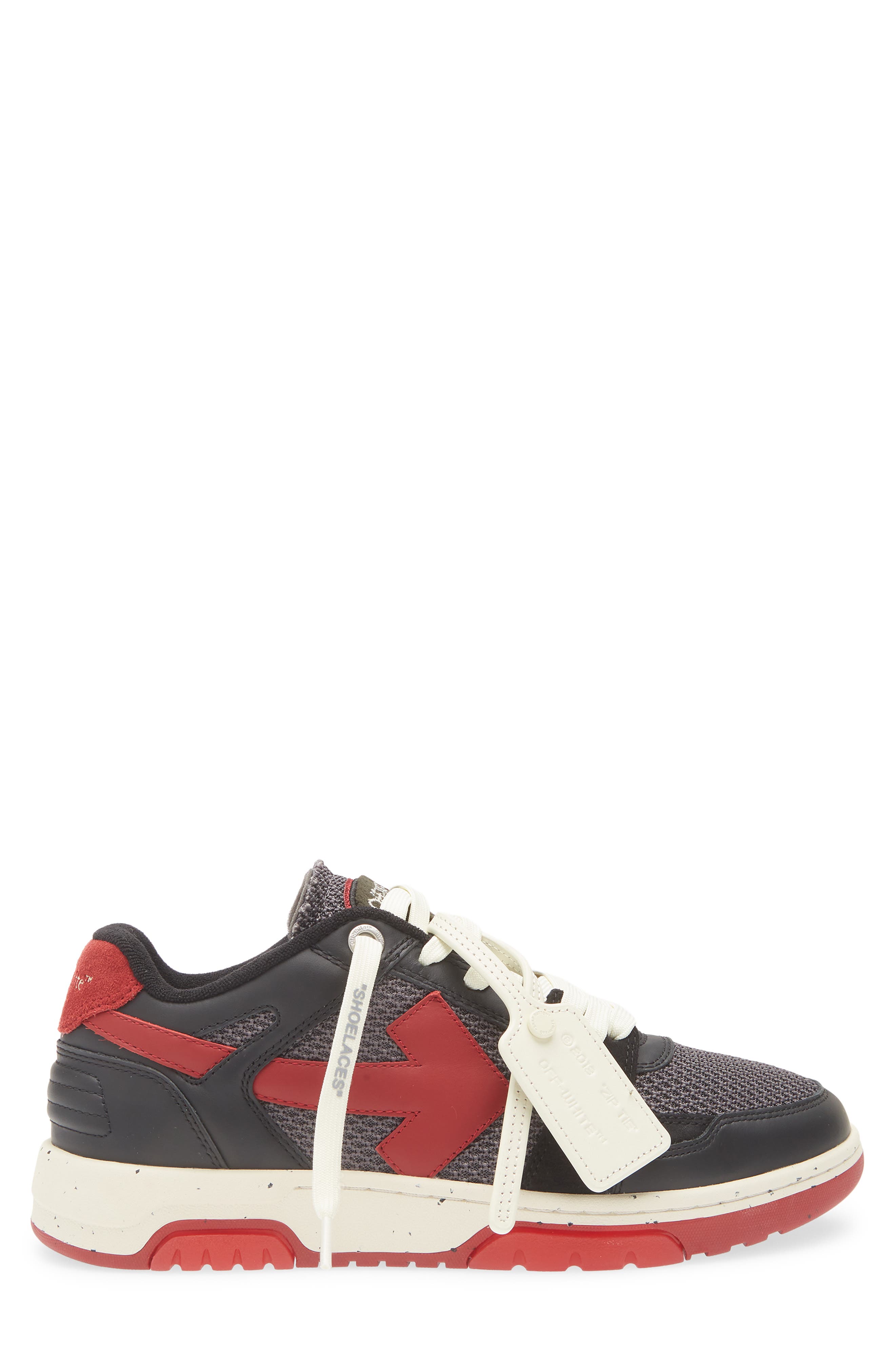 Off-White Slim Out of Office Sneaker, Alternate, color, Grey Melange - Coral Red