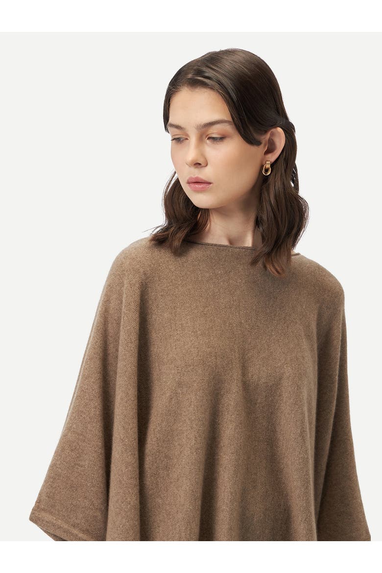 Boat-Neck Cashmere Poncho, Alternate, color, taupe
