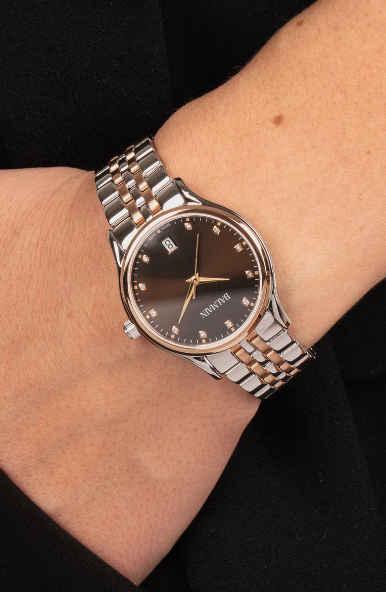 BALMAIN WATCHES Beleganza Diamond Bracelet Watch, 32mm, Alternate, color, Stainless Steel/Rose Gold