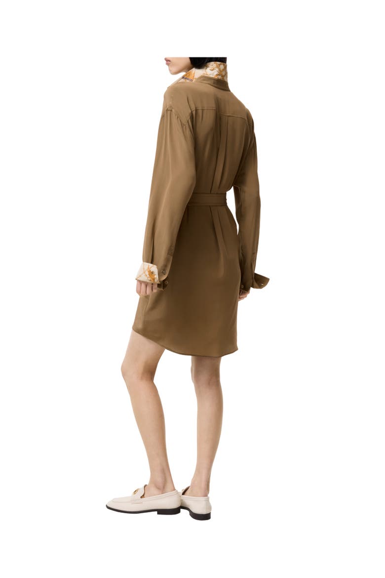 Silk Crepe de Chine Shirt Dress, Alternate, color, Puddle brown