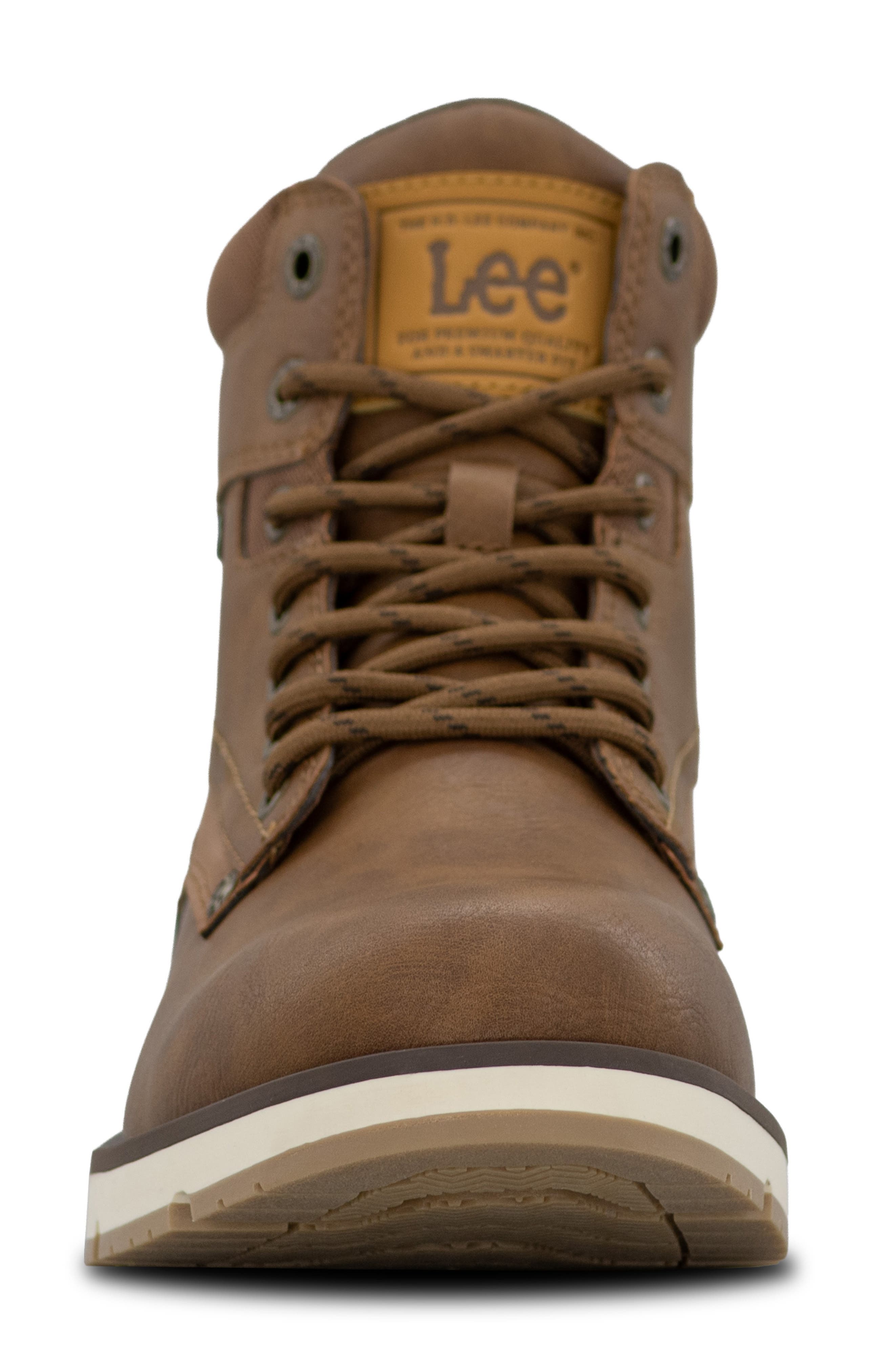 Treyton Faux Leather Boot, Alternate, color, BRITISH TAN/ BLACK COFFEE