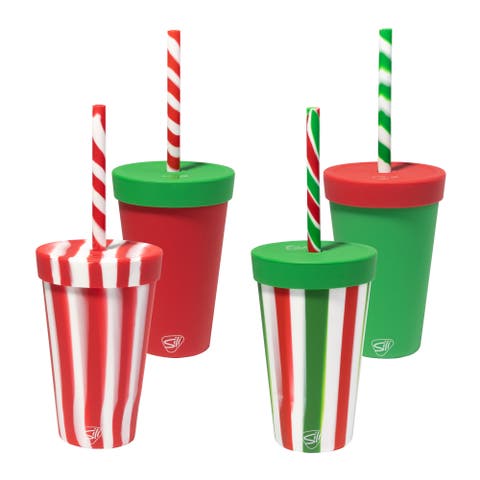 Silicone 16 Oz Straw Tumbler4 Pk