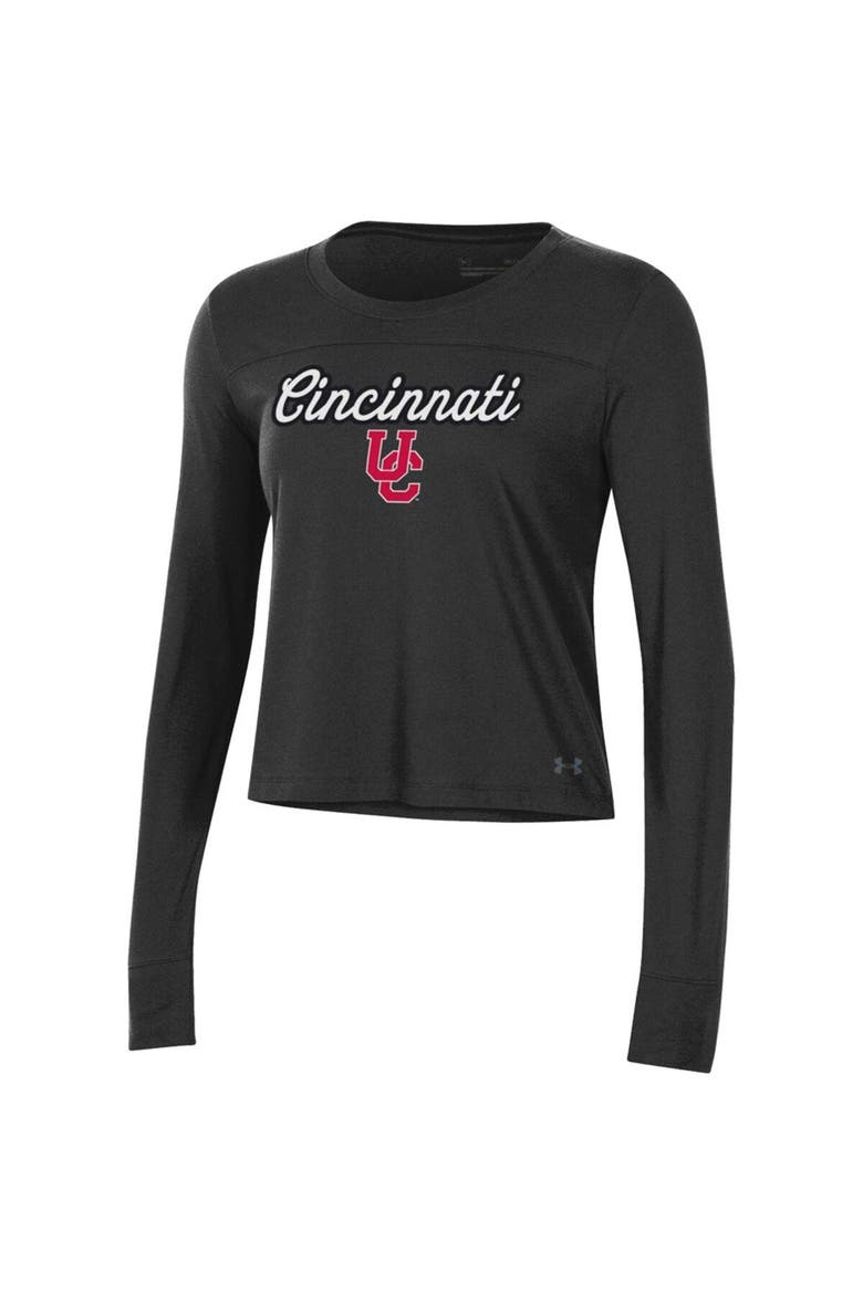 Women's Under Armour Black Cincinnati Bearcats Vault Cropped Long Sleeve T-Shirt, Alternate, color, Black