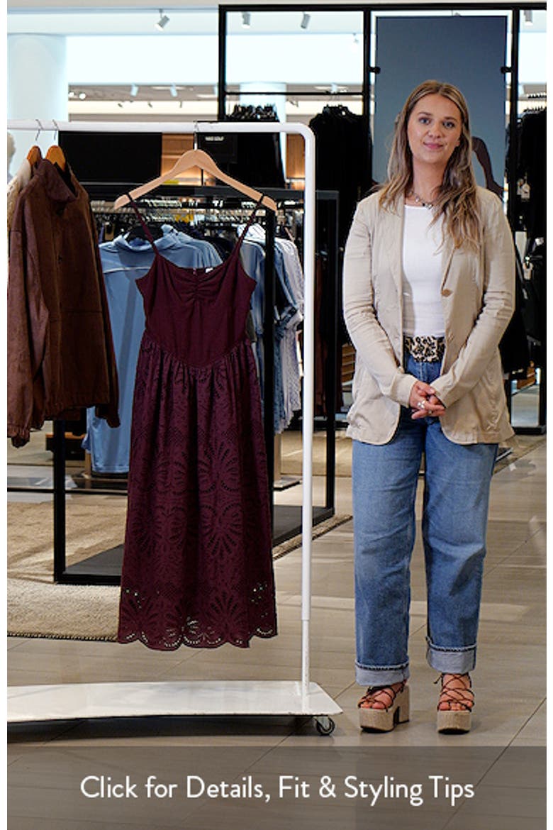 Eyelet Scallop Sleeveless Midi Dress video