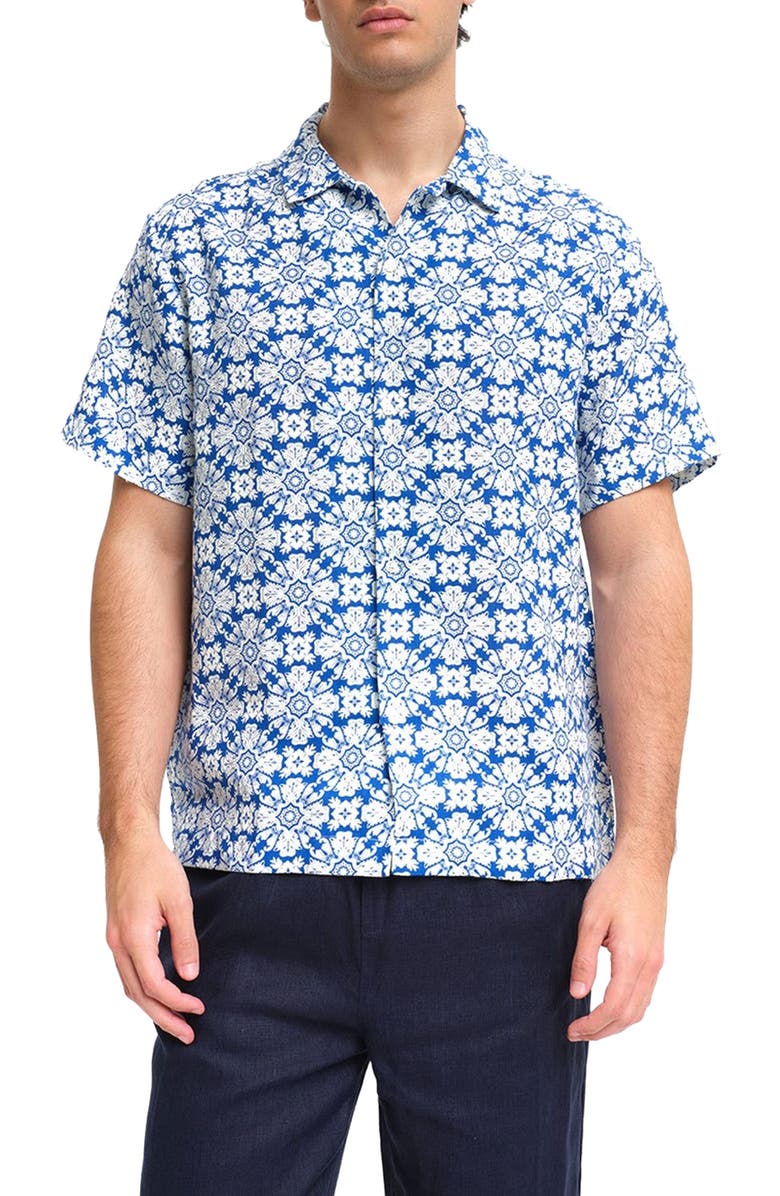 Peninsula Swimwear Casuzze Linen Bowling Shirt, Main, color, Multicolor