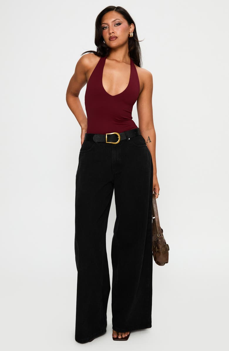 Princess Polly Someone New Halter Bodysuit, Alternate, color, Burgundy