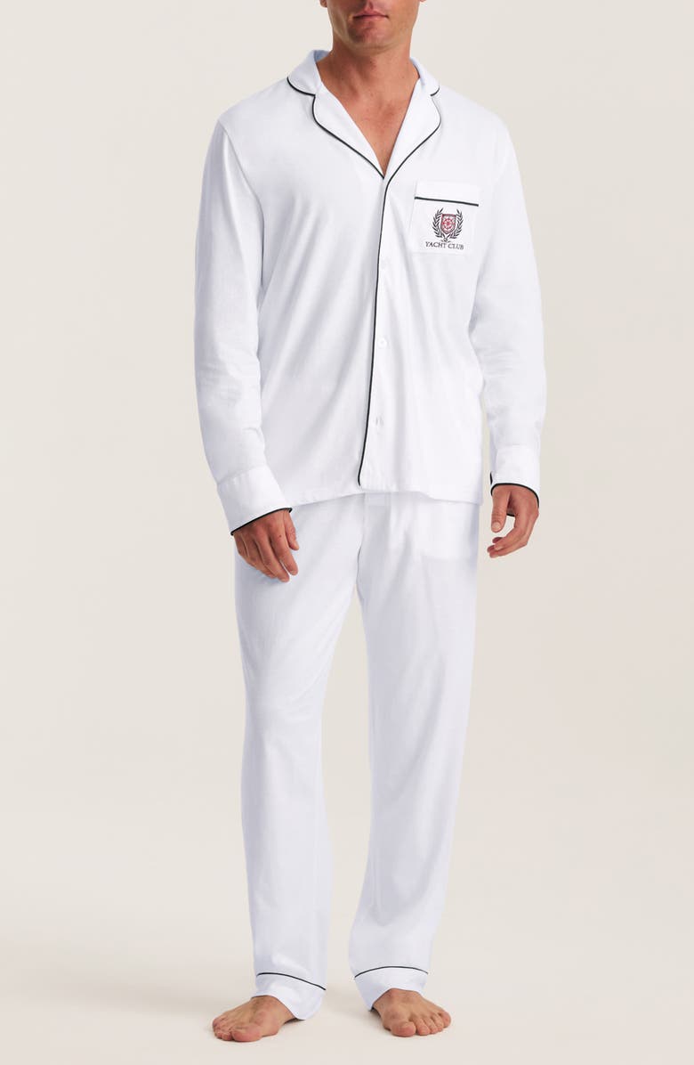 Petite Plume Featherweight Pima Cotton Pajamas, Main, color, Navy