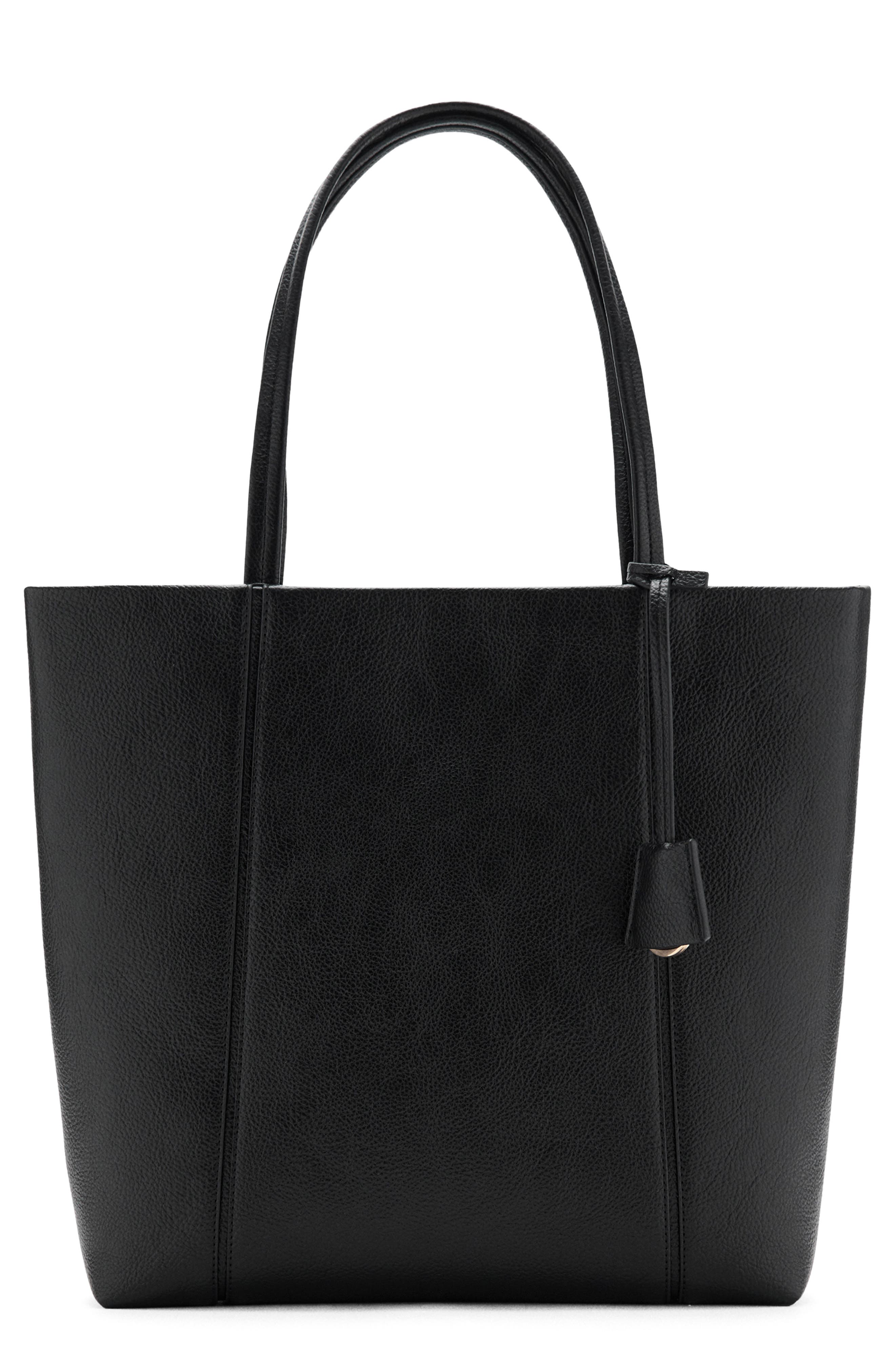 MANGO Faux Leather Shopper Bag, Main, color, Black