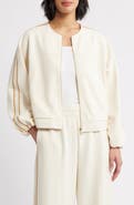 Wit & Wisdom Stripe Trim Front Zip Jacket