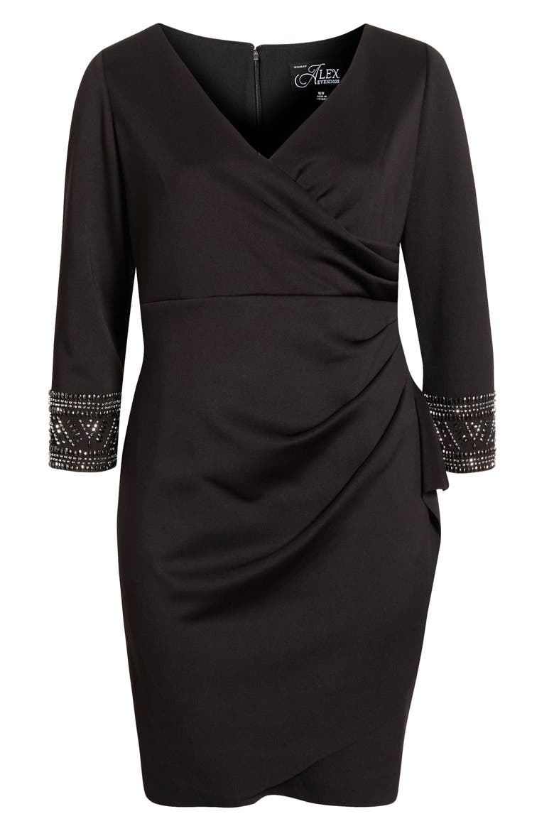 Embellished Scuba Crepe Cocktail Dress, Alternate, color, BLACK