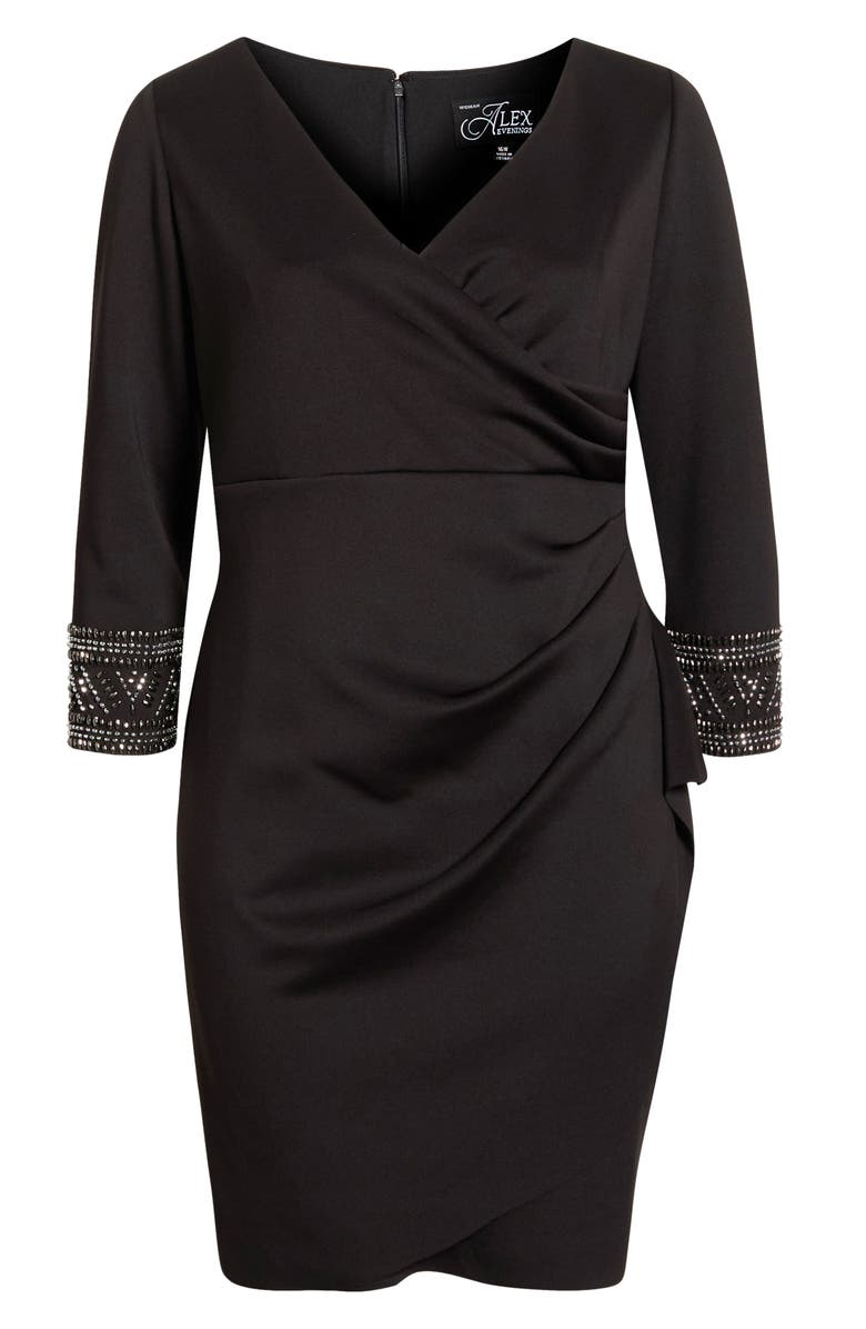 Alex Evenings Embellished Scuba Crepe Cocktail Dress, Main, color, Black