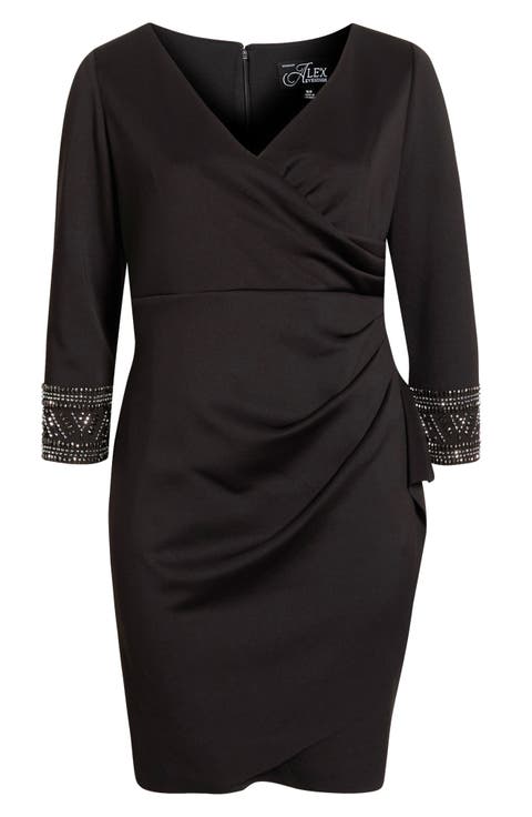 Embellished Scuba Crepe Cocktail Dress (Plus)