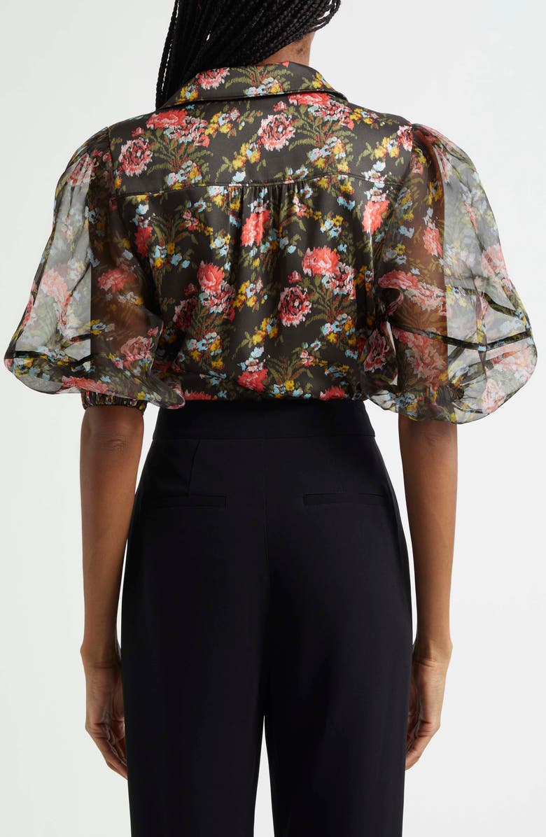 Cinq à Sept Impressionist Floral Puff Sleeve Button-Up Shirt, Alternate, color,