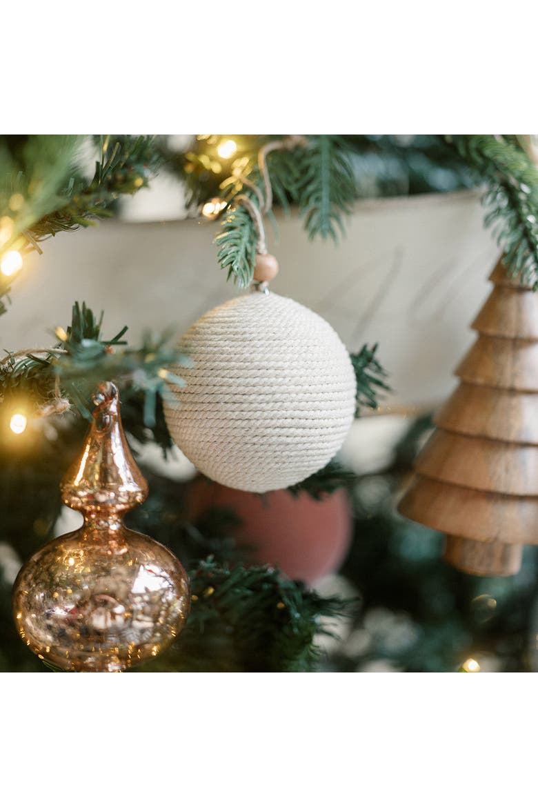 Natural Jute Wrapped Christmas Ornaments, Alternate, color, Earth tones