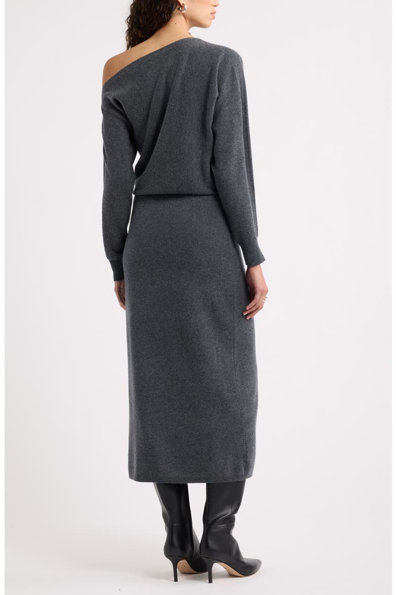 Off-Shoulder Wool & Cashmere Blend Dress, Alternate, color, GREY DARK CHARCOAL