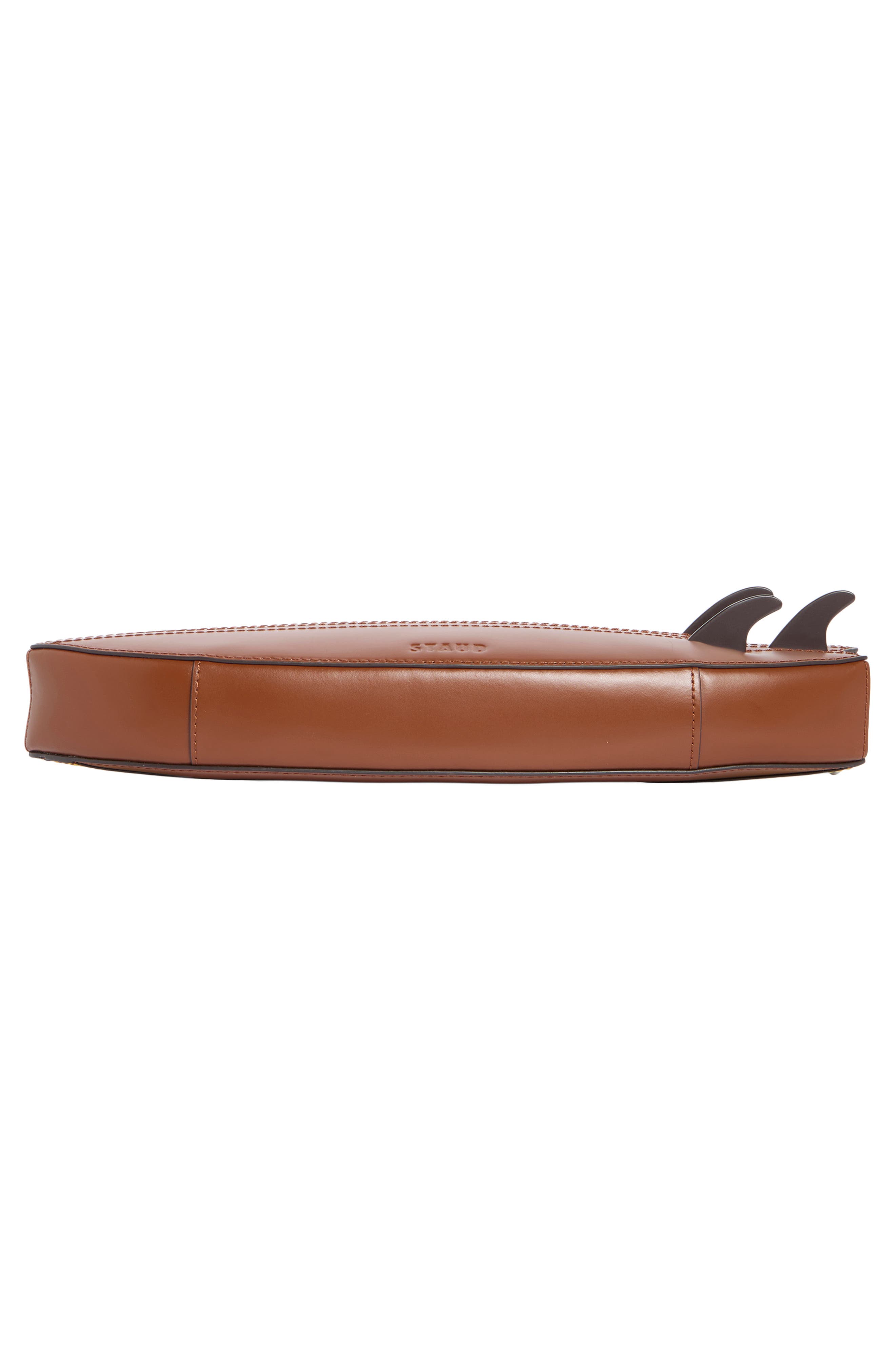 STAUD Leather Surfboard Clutch, Alternate, color, Tabacco