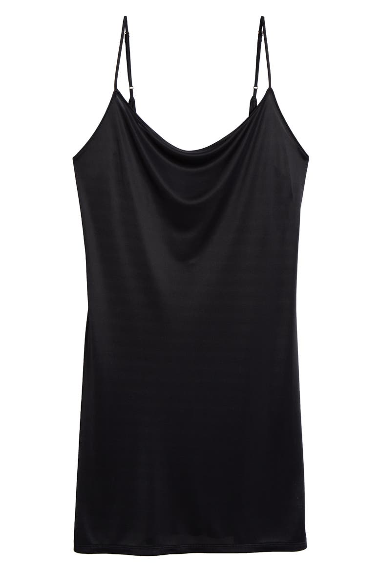 Feathers Essentials Satin Chemise, Alternate, color, BLACK