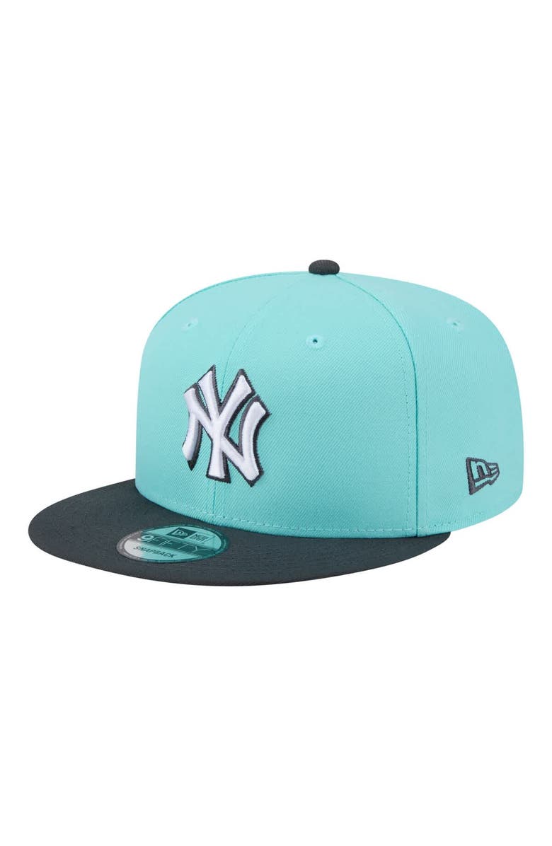 New Era Men's New Era Turquoise/Charcoal New York Yankees Two-Tone Color Pack 9FIFTY Snapback Hat, Main, color, Turquoise