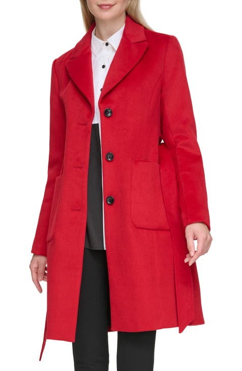 Red winter wool coat on sale