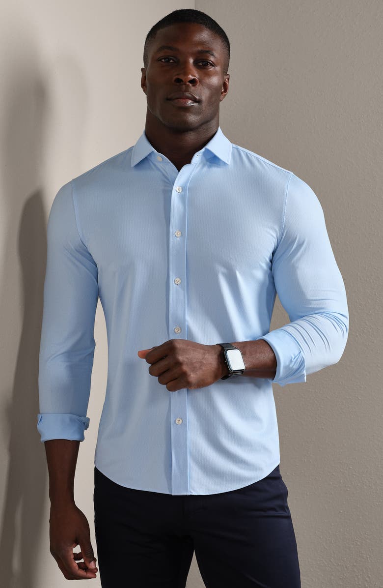 Rhone Commuter Slim Fit Button-Up Shirt, Alternate, color, Business Blue Diamond Geo