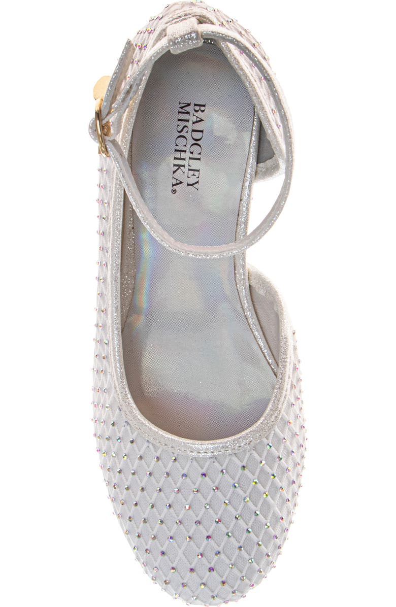 Badgley Mischka Collection Kids' Ankle Strap Half D'Orsay Pump, Alternate, color, White