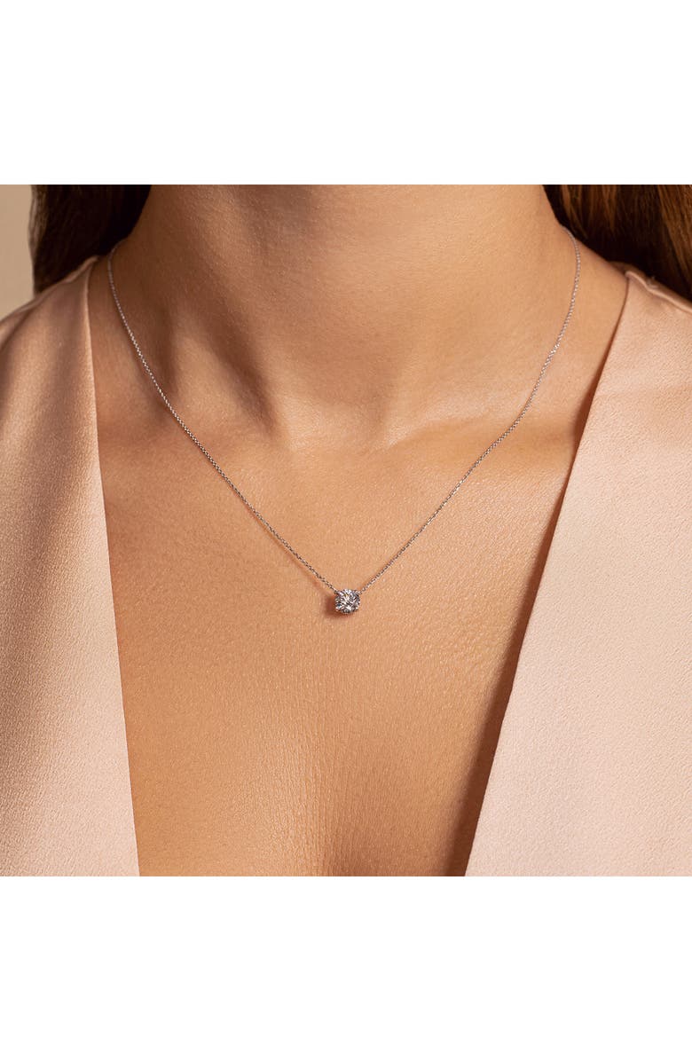 HauteCarat Round Brilliant Lab Created Diamond Pendant Necklace, Alternate, color, 18K White Gold