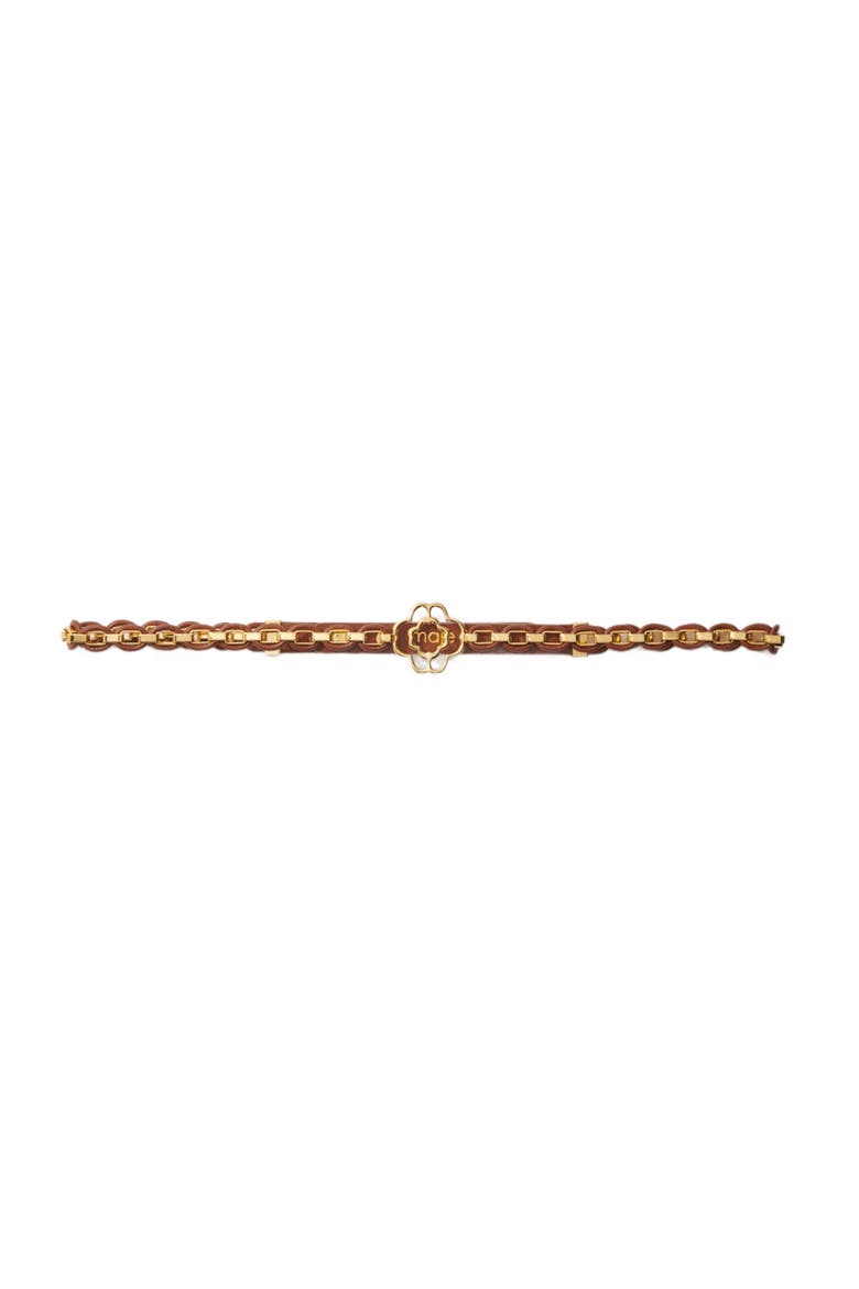 Leather belt with links, Main, color, Camel