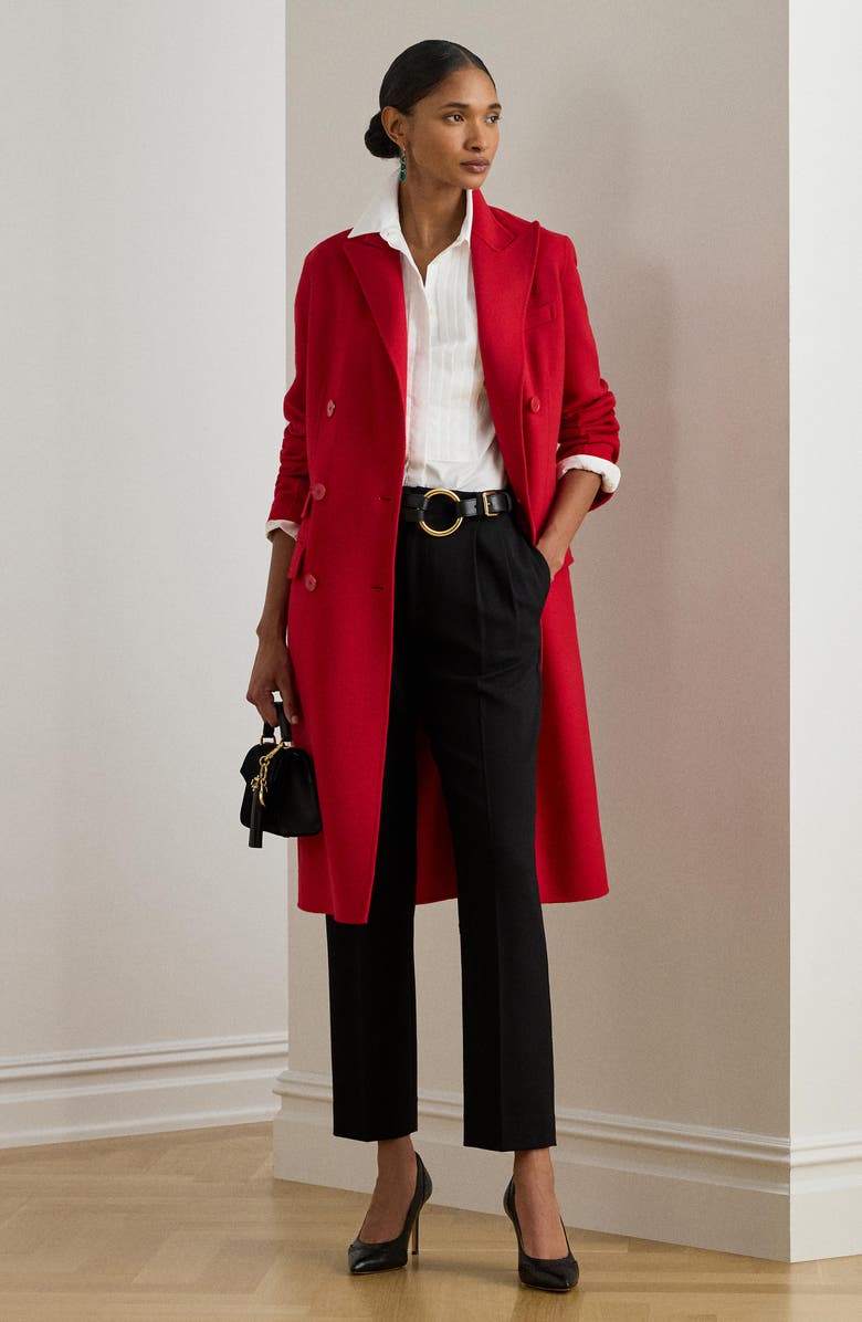Lauren Ralph Lauren Double Breasted Coat, Alternate, color, Ralph Red