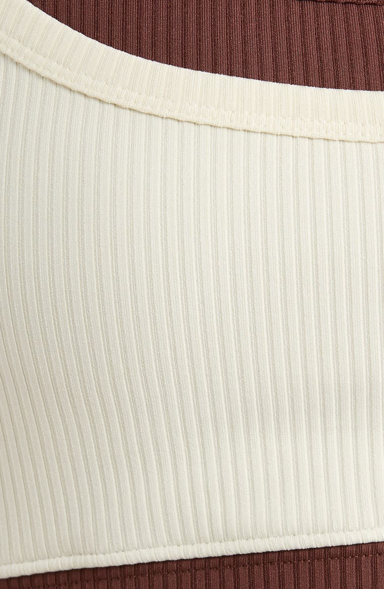 Year of Ours Layered Rib Sports Bra, Alternate, color, Shell/ Chocolate