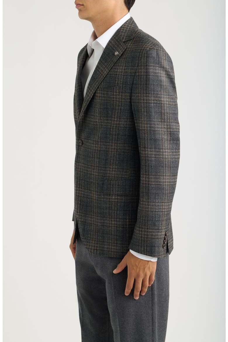 McAllen Plaid Wool, Silk & Cashmere Sport Coat, Alternate, color, CHARCOAL