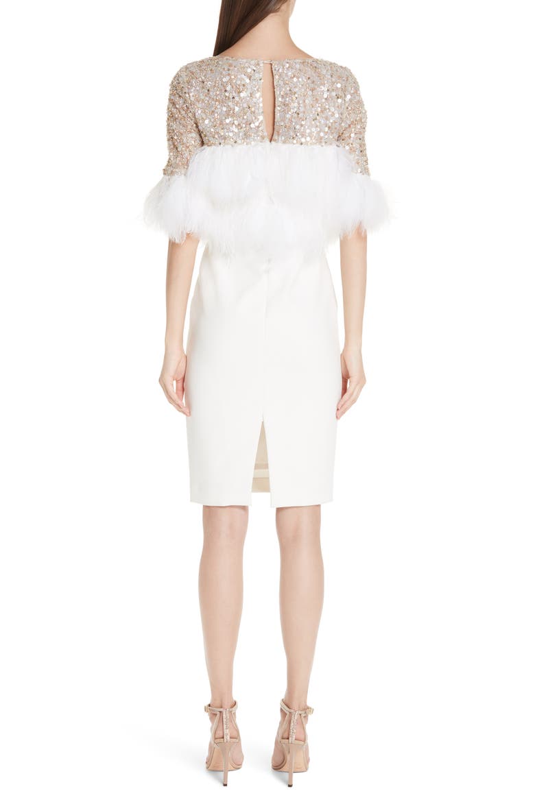 Feather Cocktail Dress, Alternate, color, LIGHT IVORY