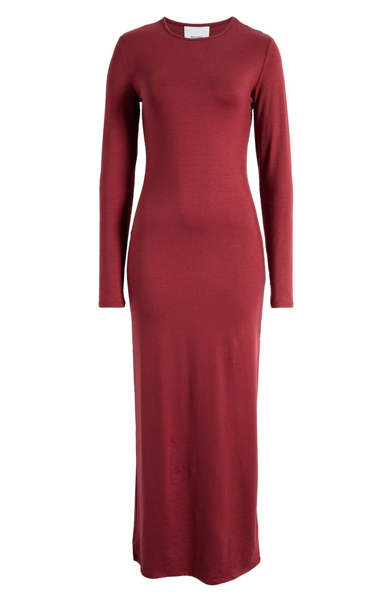Reformation Tommie Long Sleeve Stretch Dress, Alternate, color, Chianti