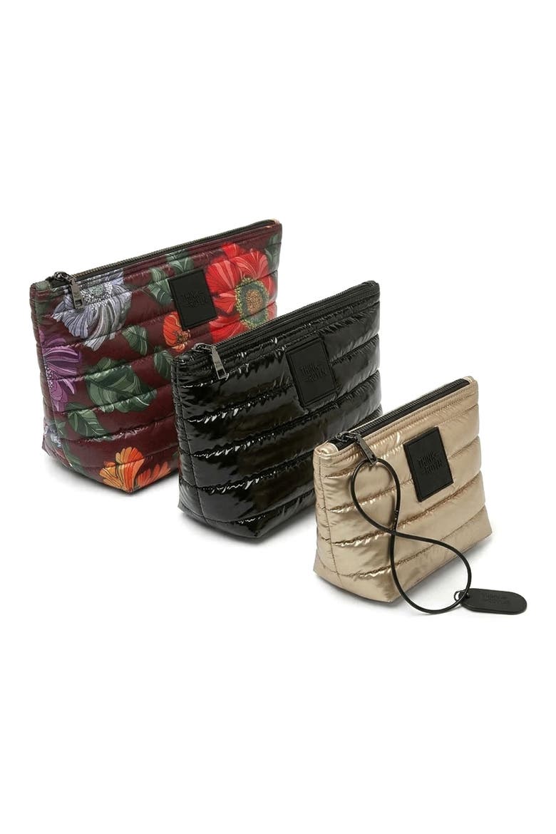 Travel Trio Set of 3 Pouches, Alternate, color, BLACK FLORAL MULTI