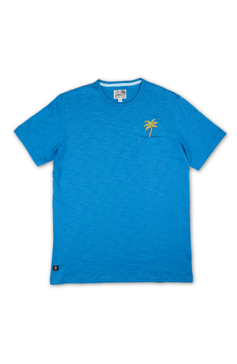 Baja Llama Palm Tree - Slub Pima Pocket Tee, Main, color, Blue