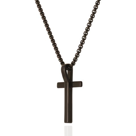 Black Cross Pendant 22" Chain