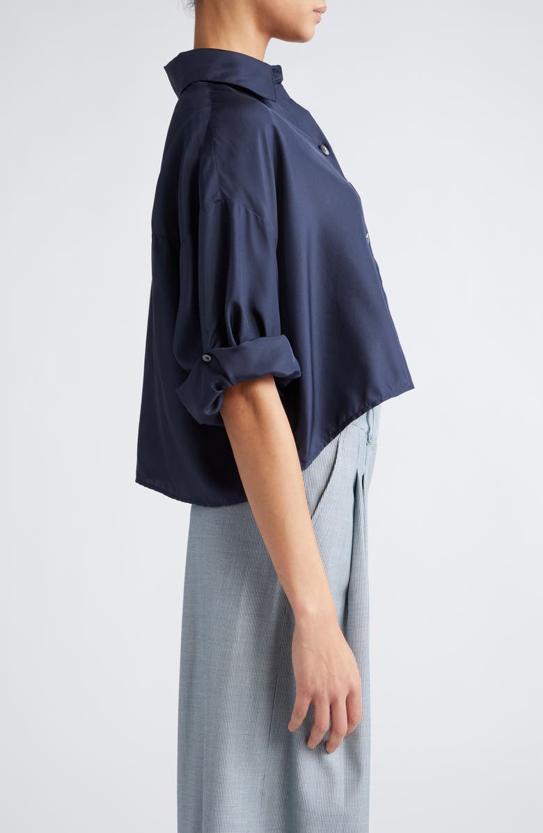 TWP Next Ex Crop Silk Button-Up Shirt, Alternate, color, 