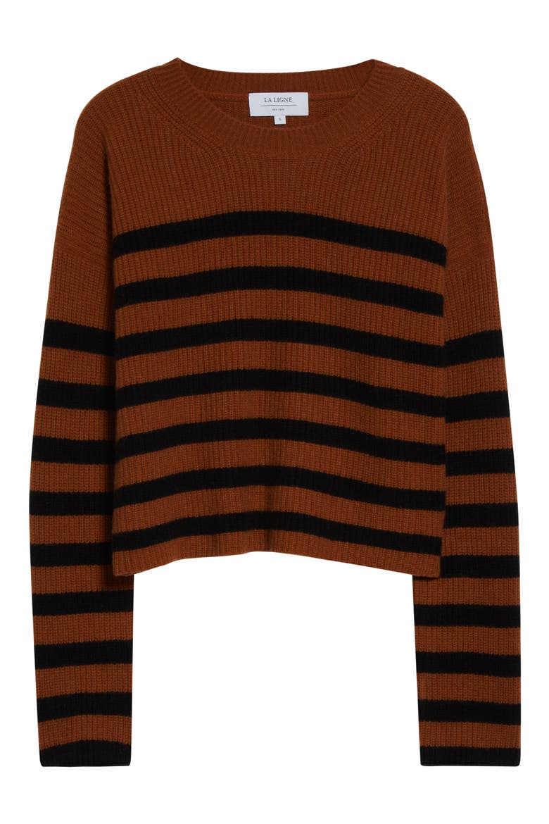 Toujours Stripe Cashmere Sweater, Alternate, color, RUST/ BLACK