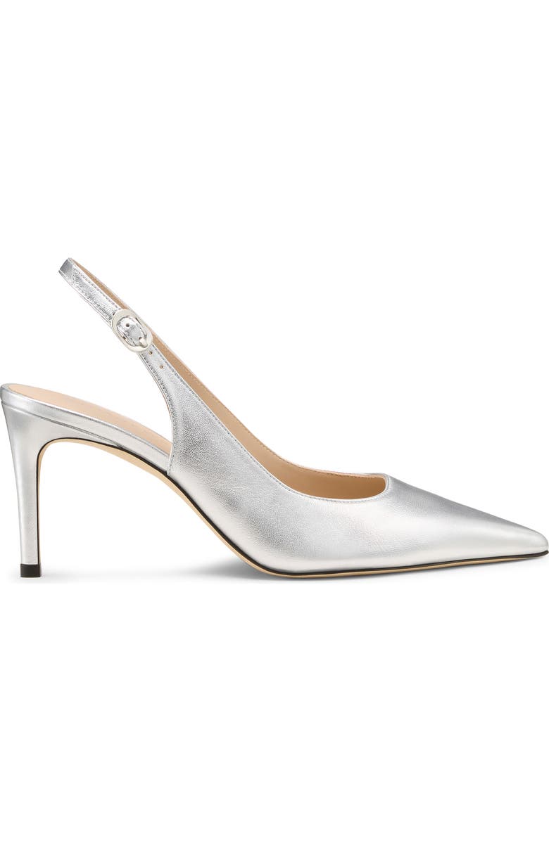 Stuart Weitzman Power Pointed Toe Slingback Pump, Alternate, color, Silver